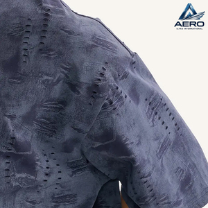 เสื้อยืดลำลองสไตล์เทรนดี้แบบฟอกสี ทรงเข้ารูป แขนสั้น ขายส่งราคาดีที่สุด รับผลิตแบบ OEM ODM สีน้ำเงินล้วน เสื้อยืดผู้ชาย - Product Image 4