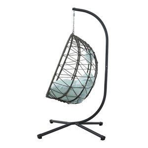 Indoor/Outdoor Swing Egg <b>Chair</b> with Stand Wicker Hanging <b>Basket</b> <b>Chair</b> for Patio Bedroom Living Room - Product Image 5