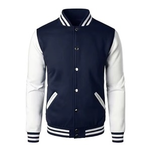 Custom Heavyweight Chenillen Embroidered Wool Lettering Geometric Stand Collar Wool Sleeves Letterman Varsity <b>Jacket</b> Unisex - Product Image 2