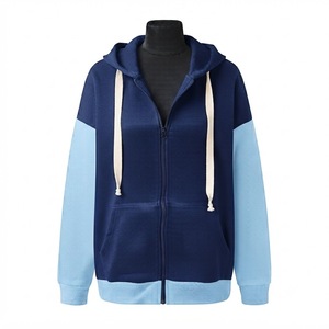 Sudadera con capucha negra de peso pesado para hombre, con cremallera completa, estilo oversize, chaqueta deportiva informal, sudadera de streetwear con bolsillos - Product Image 3