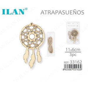 Atrapasueños de Madera Ilan 11x6cm 3 Piezas Decoración para el Hogar - Product Image 1