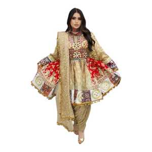 Vestido de Novia Afgano de Diseño para Mujer con Bordado Colorido y Pedrería, Prenda Tradicional Cultural Única, Elegante y Cómoda - Product Image 1
