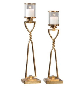 Porte-bougies festifs en forme de gobelets dorés avec décorations de verdure et de rubans. Style élégant disponible à prix de gros. - Product Image 6