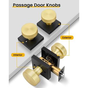 Set di 6 Maniglie per Armadi e Porte Interne in Nero e Oro, Eleganti Maniglie a Leva per Finestre - Product Image 3