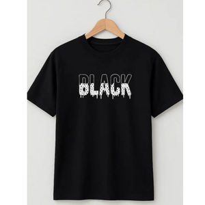 เสื้อยืดผู้ชายสีดำ ผ้าเจอร์ซีย์เนื้อแน่น 180 กรัม พิมพ์ลายดิจิตอลตามสั่ง ผ้าฝ้าย 100%  แบบเรียบด้านหน้า - Product Image 3