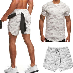 Ensemble T-shirt et short sportif d'été pour homme MERITORIOUS INTERNATIONAL à motif géométrique et séchage rapide - Product Image 1
