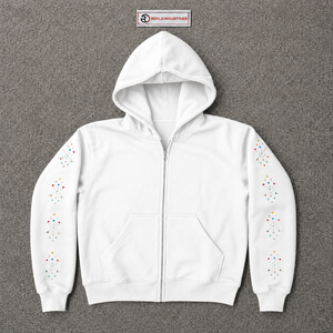 Sudadera con capucha blanca para hombre, corte regular, con estampado de puntos brillantes, informal, de algodón, estilo francés, moderna, estilo urbano, de lujo - Product Image 5