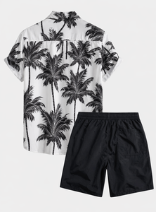 Men's Casual Summer Shirt 300Grams Breathable Anti-Pilling Satin Fabric Short Sleeve Floral Printed Design satin 100% polyester - Product Image 2
