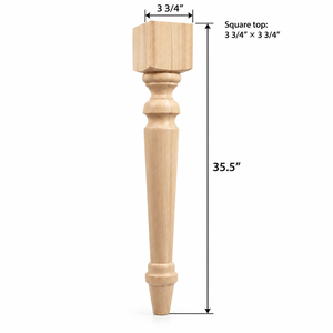 Pied de table en bois massif, pied de meuble en bois massif, style traditionnel, base de table carrée, utilisation à domicile ou au bureau, installation facile - Product Image 2