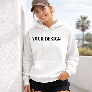 Sweat à capuche tendance personnalisé avec logo pour femme, style streetwear, coupe oversize, en molleton de coton épais mélangé, col montant, pull-over oversize pour femme - Product Image 2