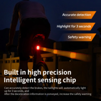 Type-C Rechargeable IP66 Étanche Led Vélo Lumière Avertissement Feu Arrière pour Montagne Route Nuit Équitation Vélo Vélo Feu Arrière