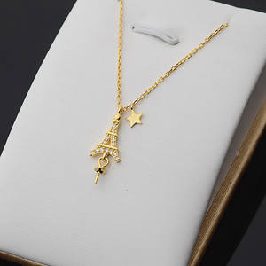 Collar con Colgante de Torre Eiffel de Plata S925 para Mujer, Cadena de Clavícula Versátil de 335, Accesorio de Joyería Semi-Terminado para DIY - Product Image 2