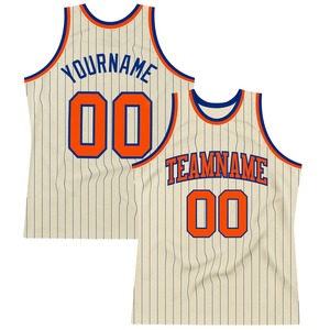 Maillot de basket-ball authentique orange à rayures fines personnalisé, uniforme d'équipe sublimé, maillot d'entraînement professionnel, Chimpanzees - Product Image 1