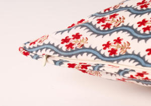 PAISLY EXPORTS Hand Block Print 100% Cotton Square Vintage Ivory Coral Floral Indian Decorative <b>Throw</b> Pillow Home Hotel Cushion - Product Image 4