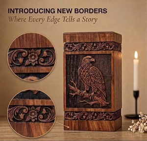 Hand-Carved Wooden Eagle Pet Urn <b>Box</b> <b>Memorial</b> Keepsake for Ashes Eco-Friendly Durable Cremation Urn - Product Image 5