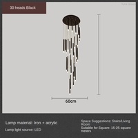 Lustre suspendu moderne ovale personnalisable pour escalier, noir, de luxe, long, à LED dimmable, avec abat-jour en fer et verre, angle de faisceau 45°