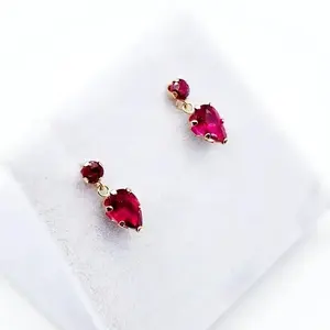 Modernos Pendientes de Dos Piedras en Forma de Lágrima, 1.00 CT, Corte Pera y Corte Brillante, con Circonita y Diamantes Engastados en Plata de Ley 925 - Product Image 2