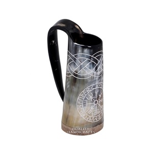 Mug en corne de buffle Viking, écologique, fait main, d'inspiration médiévale, poli, authentique, pour Noël et anniversaire - Product Image 2