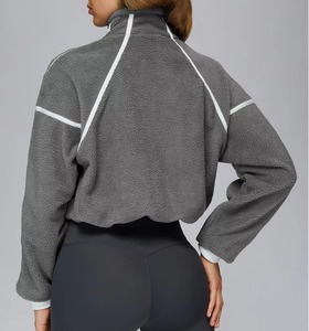 Chaqueta de Forro Polar de Doble Cara 100% Algodón para Yoga, Deporte y Gimnasio, Cálida, Cortavientos, Cómoda, con Media Cremallera, para Correr al Aire Libre - Product Image 6