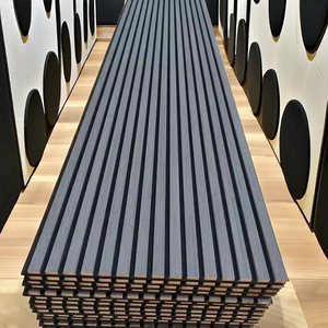 Panneaux muraux acoustiques en bois naturel de haute qualité, écologiques, en MDF, placage de bois massif, fibre de polyester pour la décoration de la maison et du bureau - Product Image 1