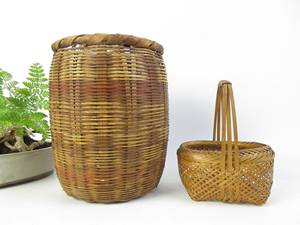 Ensemble de 2 paniers en bambou vintage japonais, paniers de rangement naturels tissés à la main, décoration rustique pour la maison, fournisseur, fabricant - Product Image 5