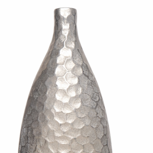 Florero de Metal Plateado Martillado de Lujo, Diseño Ovalado Alto y Elegante, Hecho a Mano, Decoración Moderna para el Hogar, Centro de Mesa, Unidad Individual - Product Image 6
