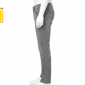 SAMAVIA Jean en denim coupe slim à jambe droite pour homme, gris délavé, en coton, style décontracté, collection automne, fabricant OEM ODM en gros - Product Image 2