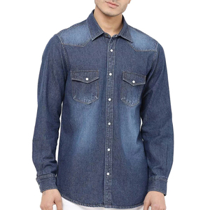 Chemises en jean pour hommes, fournisseur de vêtements en jean pour tous les jours, fabricant de chemises en jean pour hommes sur mesure avec surpiqûres contrastées - Product Image 3