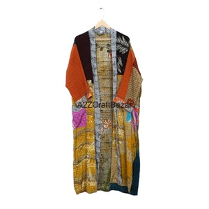 Kimono de seda Floral Vintage cómodo para mujer, vestido de maternidad Sexy de longitud completa, Sari reciclado, Maxi, ropa de baño, Frente - Product Image 1