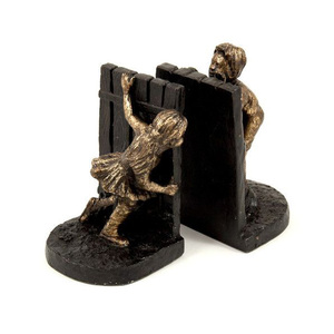 Elegant Designer Metal Bookend Pair with Gold Plated Finish and Non-Slip Base for Premium Home Office <b>Decoration</b> - Product Image 3