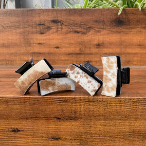 New Genuine Leather <b>Hair</b> <b>Claw</b> Western Cowhide Leather <b>Hair</b> <b>Clips</b> Custom Leather <b>Hair</b> Barrette Women's Gifts Cowgirl <b>Claw</b> <b>Clips</b> - Product Image 2