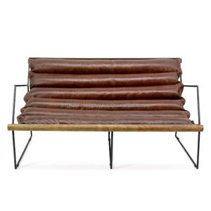 Conjunto de sofá de cuero marrón de estilo industrial moderno, nuevo diseño para relajarse en la sala de estar, dormitorios, baños, apartamentos, para hoteles - Product Image 3