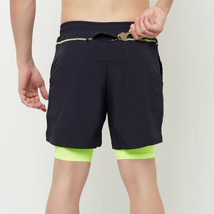 Men's <b>Burgundy</b> Quick Dry Sport <b>Shorts</b> Elastic Waist Solid Color Knitted Fabric Casual <b>Short</b> Length - Product Image 6