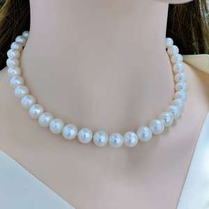 Collier de perles d'eau douce naturelles de haute qualité Zhuji, 10-11 mm, non nucléaires, chaîne mère, forte luminosité, perles d'eau douce non nucléaires - Product Image 1