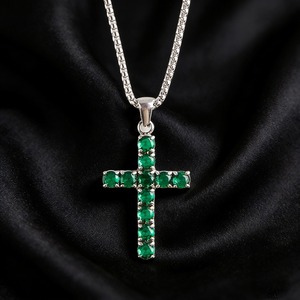 KRISHNAM JEWELS Hip Hop Rhodium 925 Silver Colorful Stone Cross Pendant Necklace <b>Iced</b> Luxury Street Fashion <b>Chain</b> Men Women - Product Image 4