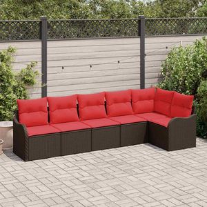 Juego de sofás de jardín de ratán sintético marrón de 6 piezas - Product Image 1