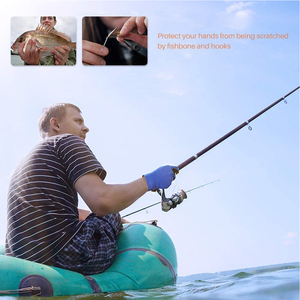 Guantes de Pesca Premium de Medio Dedo, de Malla Azul y Negra, Transpirables, Ligeros, Unisex, para Todas las Estaciones, con Cierre de Tirón, Ecológicos - Product Image 5