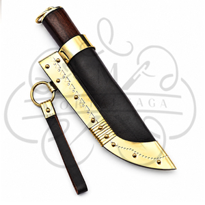 Couteau de travail médiéval Pukkoo, style celtique viking, en bois dur et acier inoxydable, multifonction, avec étui en cuir, style sax. - Product Image 2