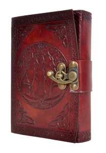 Journal en cuir fait main avec motif loup en relief et design Arbre de Vie, reliure spirale, option cadeau - Product Image 3