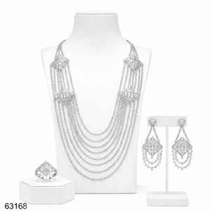 MOLL JEWELLERS - Conjunto de Collar de Cuerda de Diseño con Acabado Dorado de Lujo, Cuentas Florales de Circonio, Pendientes a Juego para Mujer, Certificado para Bodas - Product Image 6