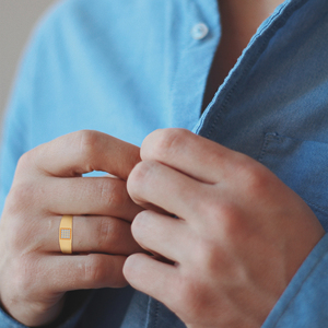 Anillo de Oro con Diamantes, Diseño Cuadrado, Joyería Masculina para Regalo de Boda o Fiesta - Product Image 4