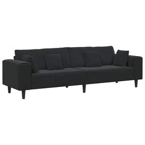 Sofá de Terciopelo para Sala de Estar de 208 cm con Cojín en Negro, Estilo Elegante y Lujoso - Product Image 2