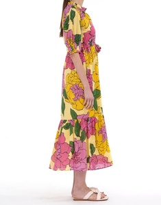 Bold Glamour Floral <b>Plus</b> <b>Size</b> Women's <b>Dress</b> V-neck A-Line Silhouette Chiffon Fabric Drawstring Waist Side <b>Pockets</b> Lined Front - Product Image 5