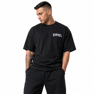 Relaxed Fit Black Graphic Tee Short Sleeve Crew Neck Oversized men's <b>shirts</b> DTG Printed Men's Streetwear OEM Bulk Manufacturer - Product Image 2