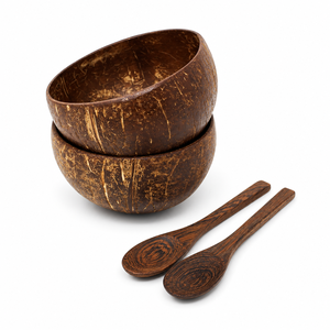 Tazón Artesanal de Cáscara de Coco Crudo, Ecológico, Hecho a Mano, Vajilla Sostenible, Cuchara de 13-16 cm, Regalo Empresarial, Logotipo Grabado con Láser/UV, para Sopa o Ensalada - Product Image 1