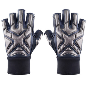 Half Finger Gym Gloves PU Leather Adjustable Wrist Strap Non Slip <b>Weight</b> <b>Lifting</b> Fitness Training Men's Breathable Hand <b>Grips</b> - Product Image 5