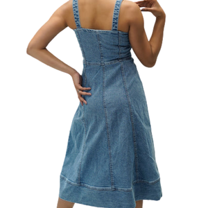 Vestido Casual de Mezclilla Azul para Mujer, Ropa de Algodón Suave, Proveedor Directo de Fábrica OEM ODM - Product Image 3