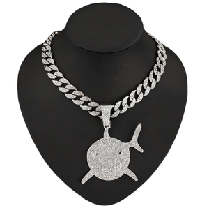 Colgante de Lujo Personalizado de Plata 925 con Moissanita Completa, Diseño de Tiburón Hip-hop, Tendencia Creativa para Parejas, Estilo Cubano - Product Image 1