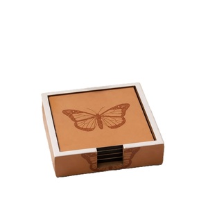 Amazing Style Reusable MDF Board <b>Coasters</b> <b>Set</b> of 4 Pcs with Enamel Sticker Print Non-Slip & Heat Resistant Very Good Price - Product Image 5