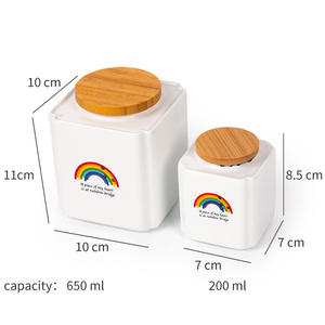 Square Ceramic Pet Urn with Bamboo Lid Rainbow Design for Dogs Airtight <b>Memorial</b> <b>Box</b> - Product Image 3